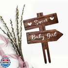 Rustic Sweet Baby Girl Cake Topper In Wood It s A Girl Announcement Wooden Ca   