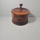 Vintage Treen Turned Wooden Jar With Lid Trinket Box
