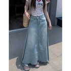 Retro High Waist Washed Denim Mini Skirt For Women Plus Size Summer Fashionable