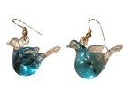 Vintage Glass Bluebird Earrings Jelly Belly Drop Whimsical Art Rare Cottagecore