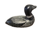 Vintage Boma Canada Loon Duck Bird Handmade Etched Carved Black White Figurine