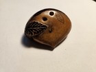 Japanese-style Tagua Nut Netsuke     Radish Leaf Motif     Signed