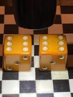 Old Sleek Golden Butterscotch Bakelite Jumbo Dice Pair 061626 