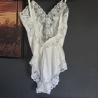 Vintage 80 s Guy Laroche  White Coquette Teddy Bodysuit  Union Made Size S