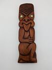 Vtg New Zealand Maori Hand Carved Wood Flat Teko Tiki Totem Statue Abalone Eyes