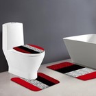  3 Piece Leopard Print Bath Mat Set Red Black Cheetah Zebra Skin Print Modern 