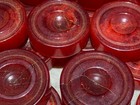 Vintage Marbled Bakelite Red Checkers Or Backgammon   28 Mm By 8 Mm 