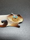 Vintage Brooch Pin Signed Nanci Copper Enamel Artisan Cat Retro Hand Painted