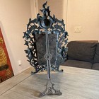 Vintage Ornate Silver Framed Free Standing Tabletop Vanity Mirror 16 