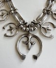 Vintage Navajo Sandcast Sterling Silver Naja Squash Blossom Necklace 28 5  -140g