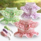 Floral Dog Harness Dress With Leash Pet Cat Harness For Puppy Girl Dogs Pet