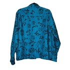 Chico s Women s Shirt Size 2  l  Blue Asian Print Button-up Long Sleeve Blouse