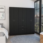 6 Doors Wood Wardrobe Armoire Closet Storage Clothes Cabinet Drawer Organizer