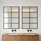 Rectangle Window Pane Mirrors black Frame modern Wall Mounted Decorative Mirror