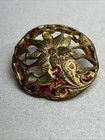 Antique French Champleve Enamel On Brass Shank Sewing Button