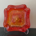Lg Wright Amberina Daisy Button Ashtray 6  Fenton Glass Selenium Cadmium Uv Glow