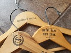 Vintage Wooden Hotel Coat Hanger Lot Advertising