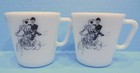 Vintage Set Of 2 Pyrex Coffee Cups Mugs - Old Fashioned Bicycles   Glass Blower