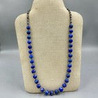 Beautiful Near Eastern Old Blue Lapis Lazuli Stone Beads Wonderful Necklace 
