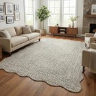 Minimalist Scalloped Washable Area Rug Non Slip Living Bedroom Kitchen Nursery