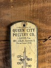Antique Thermometer Sign Queen City Pottery Co  Stoneware Cincinnati  Oh