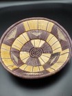 Vintage Large Coiled Woven 3 Color Tribal  Basket  Bowl 10 5  Diameter 2 5  Deep