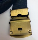 Vintage Pennzoil Belt Buckle And Black Belt 46  Solid Brass Made In Usa