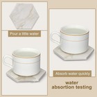 Dksyee 6pcs White Marble Coaster Set With Holder Hexagon Ceramic Coasters Abs