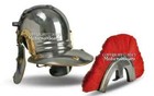 Medieval Roman Armor Helmet With Red Crest Plume Centurion Brave Knight
