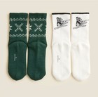 J  Crew Kids  Ski Ya Later Trouser Socks Two-pack  Large K3-k5 Grn wht Nwt