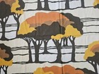 Vintage Kleinfab Original Marimekko Style Fabric Mcm Orange Brown Tree Print 