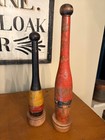 2 Atq Primitive Orig  Paint Wood Indian Clubs Exercise Juggling Pins 15 5   13 