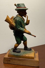 Vintage German Swiss Folk Art Woodsman Hunter Pipe Rifle Figurine