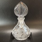 Vintage Cut Glass Perfume Bottle Pair     Art Deco   Floral Vanity D  cor