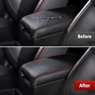 Fits 2012-2017 Toyota Camry Black Leather Console Lid Armrest Cover Red Stitch