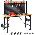 48  adjustable Workbench Heavy Duty W pegboard  And  Wheels For Garage Workshop