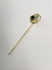 Antique Art Nouveau Stick Pin Stylized Flower Design Purple  amethyst   Stone