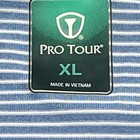 Pro Tour Golf Polo Shirt Mens Xl Blue Striped Short Sleeve Golf Activewear Top