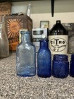 6 Antique Cobalt Blue Bottles Bromo Seltzer Milk Of M Vick   s Everlasting Blk Dye