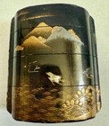 Inro Makie Lacquer Wood Case 2 5 Inch Japanese Antique Netsuke Mount Fuji