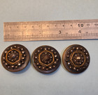 Antique Victorian Cut Steel   Brass Large Coat Buttons Statement Button Set Of 3