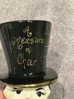 Vintage A Measure Of Cheer Jigger Shot Glass Bell Tuxedo Man Collectible