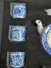 Chinese Gongfu Tea Set 9piece Porcelain Teapot   Cups Blue Floral Gift Boxed Nib
