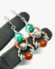 Vintage Tibetan Dangle Earrings  Handmade Tribal Jewelry  2 2 In