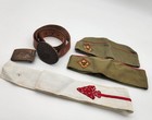 Vtg Boy Scouts Philmont Ranch Lot - Belt  Belt Buckle  Sash And 2 Hats Bsa