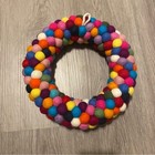 Wreath Small Rainbow Pom Pom 10  Quirky Colorful Festive