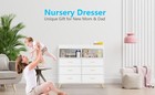 6-drawer Baby Changing Dresser With Led Lights   Wood Top - White Nursery Storag
