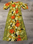 Vintage 1960s Sears Hawaiian Fashions Dress Floral Hibiscus Luau Muumu Tiki Hula