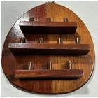 Vintage Wooden Thimble Display Shelf Wall Mount Holds 10 Thimbles Brown Wood