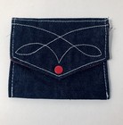 Avon Pocket Denim Coin Pouch Button Snap Vintage Red Polka Dot Inside